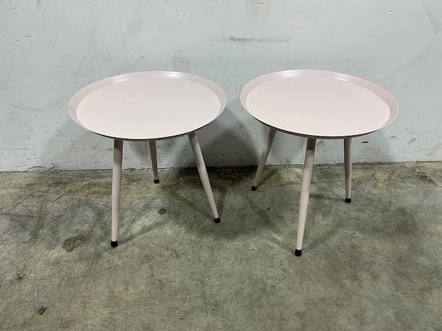 Bijzettafel rond metaal (2x) - afbeelding 1 van  3