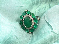 Bijzondere ring met natuurlijke edelstenen en diamant - afbeelding 4 van  7