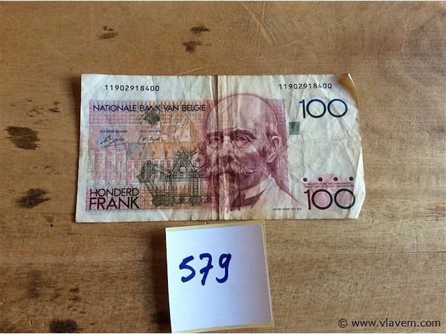 Biljet belgië 100fr - afbeelding 1 van  2