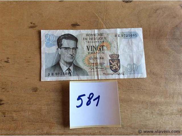 Biljet belgië 20fr 1964 - afbeelding 1 van  2