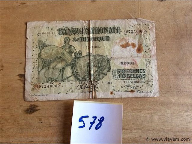 Biljet belgië 50fr 1942 - afbeelding 1 van  2