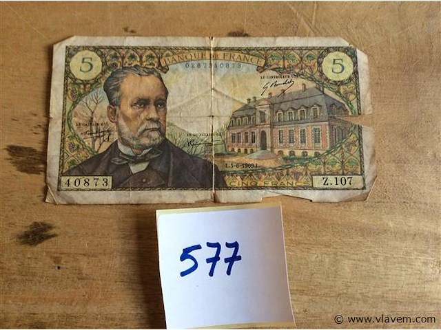 Biljet frankrijk 5fr 1969 - afbeelding 1 van  2