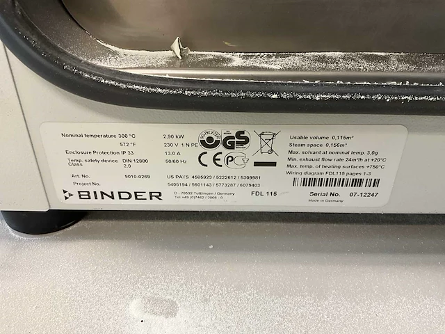 Binder 9010-0269 laboratoriumoven - afbeelding 7 van  7