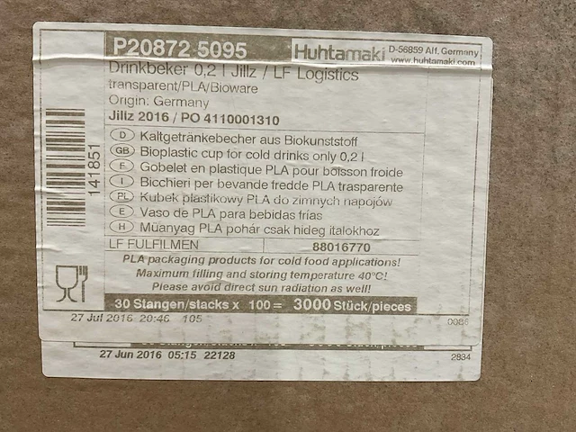 Bioware jillz 0,2 l plastic bekers (3000x) - afbeelding 6 van  6