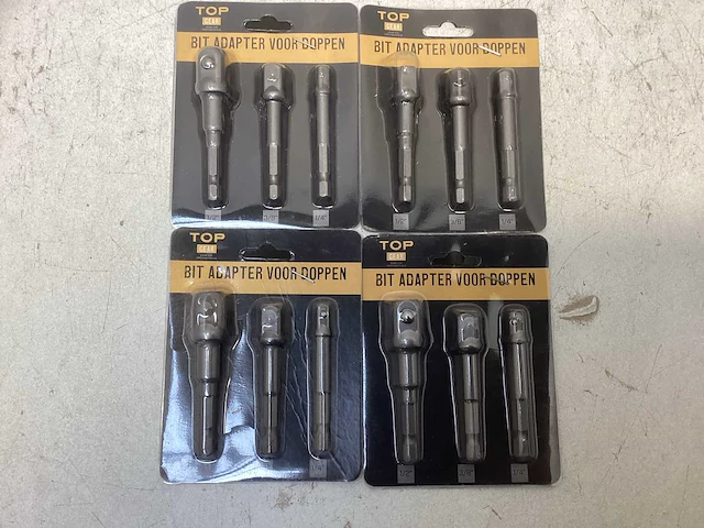 Bit adapter voor doppen 3-delig 1/2”-3/8”-1/4” (4x) - afbeelding 1 van  3