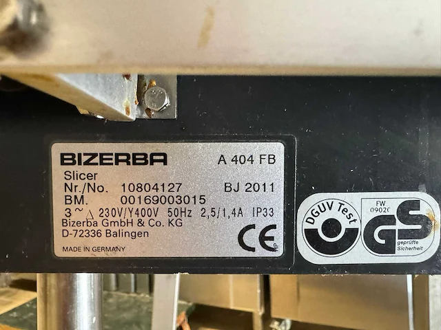 Bizerba - 2011 - vol automatisch a 404 fb - snijmachine - afbeelding 9 van  9