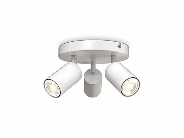 B.k.licht - opbouwspots - plafondspot met 3 lichtpunten kantelbaar - gu10 fitting wit - afbeelding 1 van  3