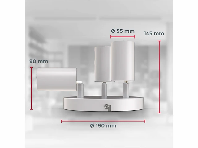 B.k.licht - opbouwspots - plafondspot met 3 lichtpunten kantelbaar - gu10 fitting wit - afbeelding 3 van  3