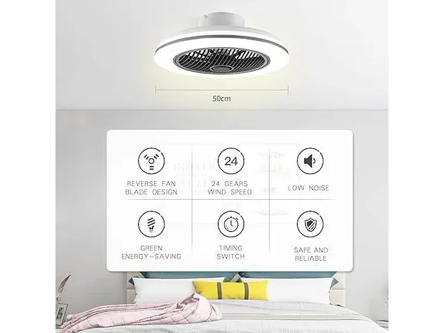 Bkzo 50 cm led-plafondlamp met ventilator - afbeelding 2 van  3