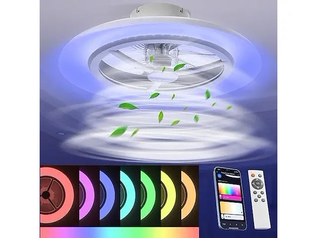 Bkzo 55 cm intelligente led-plafondlamp met ventilator - afbeelding 1 van  6