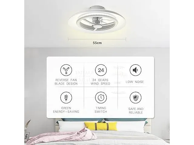Bkzo 55 cm led-plafondlamp met ventilator - afbeelding 2 van  6