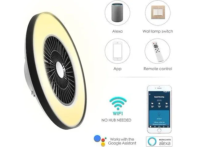 Bkzo moderne intelligente led-plafondlamp met ventilator - afbeelding 3 van  6
