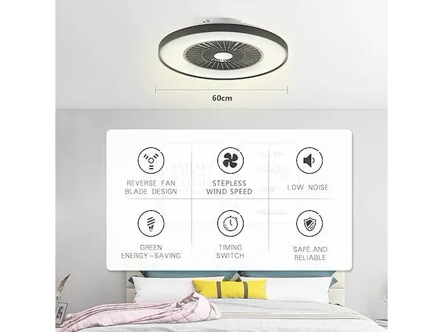 Bkzo moderne intelligente led-plafondlamp met ventilator - afbeelding 4 van  6