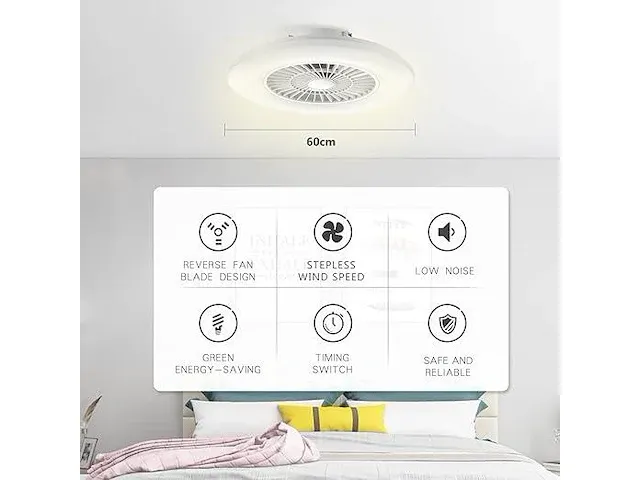 Bkzo smart led-plafondlamp met ventilator - afbeelding 2 van  6
