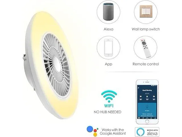Bkzo smart led-plafondlamp met ventilator - afbeelding 3 van  6