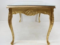 Blad-goud bekleedde lodewijk xvi-stijl presentatie / eet kamer tafel met glasplaat, 2e helft 20e eeuw - afbeelding 7 van  12