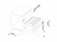 Blanco flexon ii low 90/4 afvalemmer voor 90 cm brede onderkasten 3 x 19 liter en 1 x 16 liter - afbeelding 2 van  6