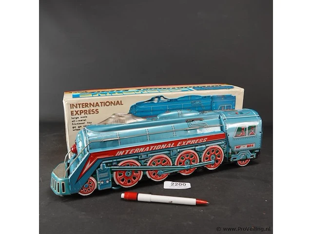 Blikken vintage mf 804 international express friction locomotive - afbeelding 1 van  5