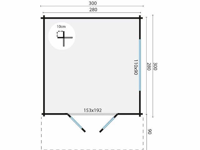 Blokhut lennart 390x300cm wanddikte 58mm - afbeelding 2 van  2