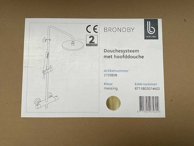 Blue label opbouw douche geborsteld goud - afbeelding 2 van  5