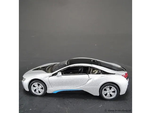 Bmw i8 zilver/zwart schaal 1:36. die-cast metaal schaalmodel. - afbeelding 2 van  5