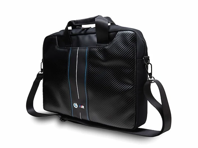 Bmw m carbon blue stripes laptoptas geschikt voor toestellen tot 16 inch zwart - afbeelding 2 van  5