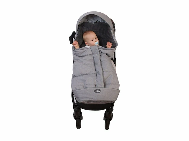 Bo jungle voetenzak buggy universeel waterbestendig windbestendig fleece voering winter met kap geschikt voor 5 puntsgordel licht grijs - afbeelding 2 van  4
