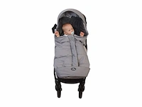Bo jungle voetenzak buggy universeel waterbestendig windbestendig fleece voering winter met kap geschikt voor 5 puntsgordel licht grijs - afbeelding 2 van  4
