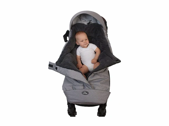 Bo jungle voetenzak buggy universeel waterbestendig windbestendig fleece voering winter met kap geschikt voor 5 puntsgordel licht grijs - afbeelding 3 van  4