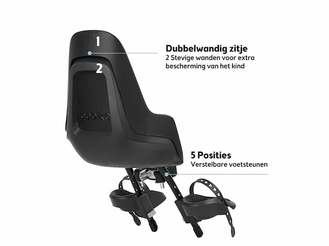 Bobike one mini fietsstoeltje voor - urban black - afbeelding 2 van  4