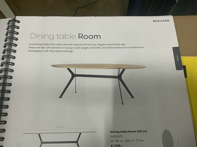 Bodilson room 220x110cm eetkamertafel - afbeelding 4 van  5