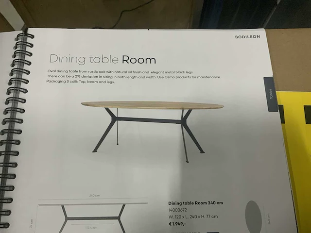 Bodilson room 220x110cm eetkamertafel - afbeelding 4 van  5