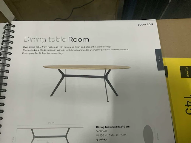 Bodilson room 240x120cm eetkamertafel - afbeelding 4 van  5