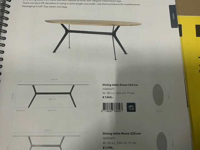Bodilson room 240x120cm eetkamertafel - afbeelding 5 van  5