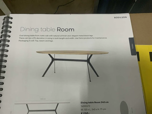 Bodilson room 240x120cm eetkamertafel - afbeelding 4 van  5
