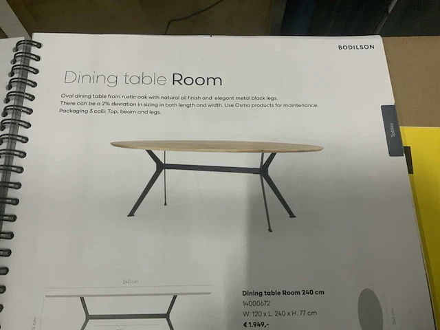 Bodilson room 240x120cm eetkamertafel - afbeelding 4 van  5