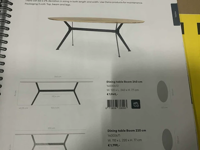 Bodilson room 240x120cm eetkamertafel - afbeelding 5 van  5