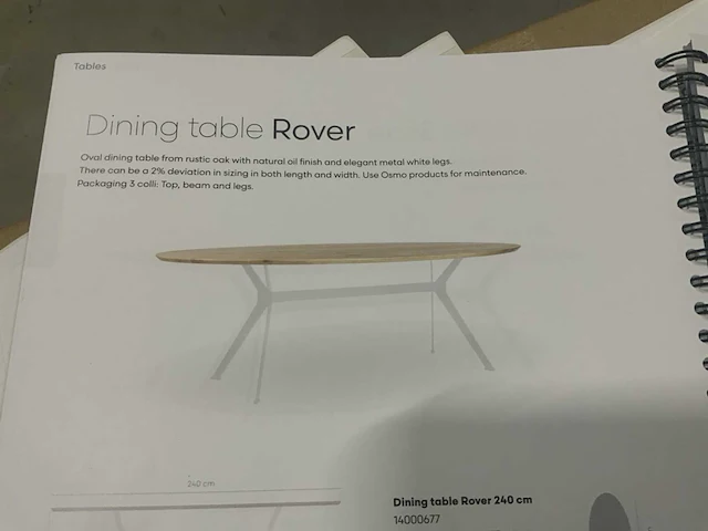 Bodilson rover 240x120cm eetkamertafel - afbeelding 2 van  4