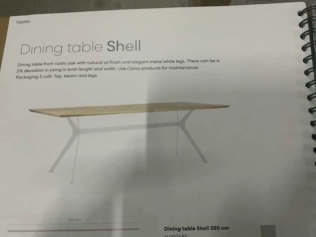 Bodilson shell 220x100cm eetkamertafel - afbeelding 2 van  3