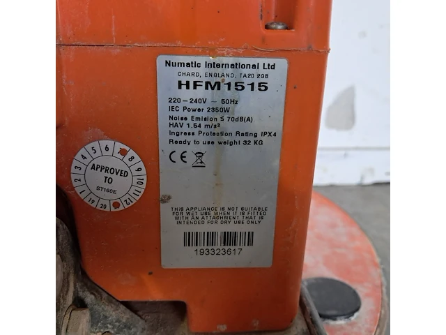 Boen-/schuurmachine - 450mm - 230v, numatic, hfm 1515, 2019 - afbeelding 13 van  13