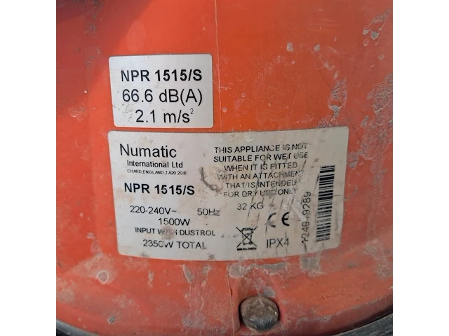 Boen-/schuurmachine - 450mm - 230v, numatic, npr 1515, 2013 - afbeelding 7 van  15