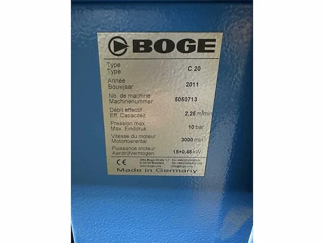 Boge - c 20 - schroefcompressor - 2011 - afbeelding 4 van  9