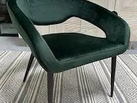 Boho fauteuil in donker groen velvet stof groen / zwart - afbeelding 1 van  6