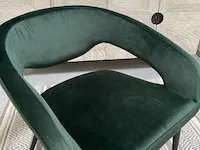 Boho fauteuil in donker groen velvet stof groen / zwart - afbeelding 2 van  6
