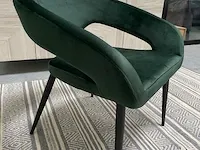Boho fauteuil in donker groen velvet stof groen / zwart - afbeelding 3 van  6