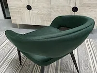Boho fauteuil in donker groen velvet stof groen / zwart - afbeelding 4 van  6