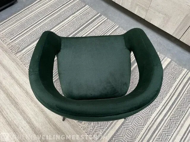 Boho fauteuil in donker groen velvet stof groen / zwart - afbeelding 5 van  6