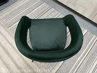 Boho fauteuil in donker groen velvet stof groen / zwart - afbeelding 5 van  6