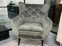 Boho fauteuil in faded green velvet toff, antraciet groen / zwart - afbeelding 2 van  9