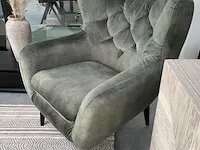 Boho fauteuil in faded green velvet toff, antraciet groen / zwart - afbeelding 3 van  9